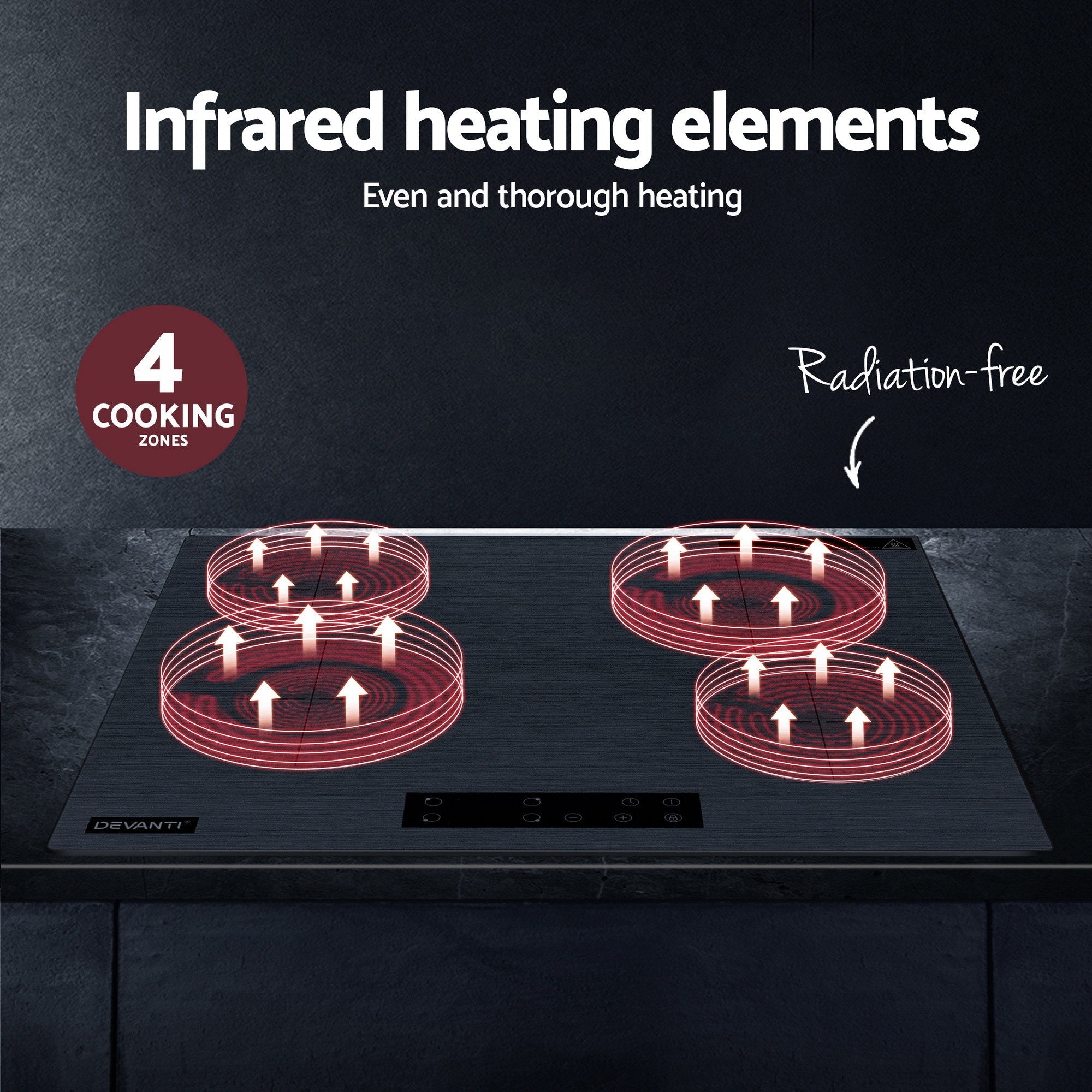 Electric Ceramic Cooktop 60cm Touch Control Grey - Appliances > Kitchen Appliances > Cooktops & Stoves - Rivercity House & Home Co. (ABN 18 642 972 209) - Affordable Modern Furniture Australia