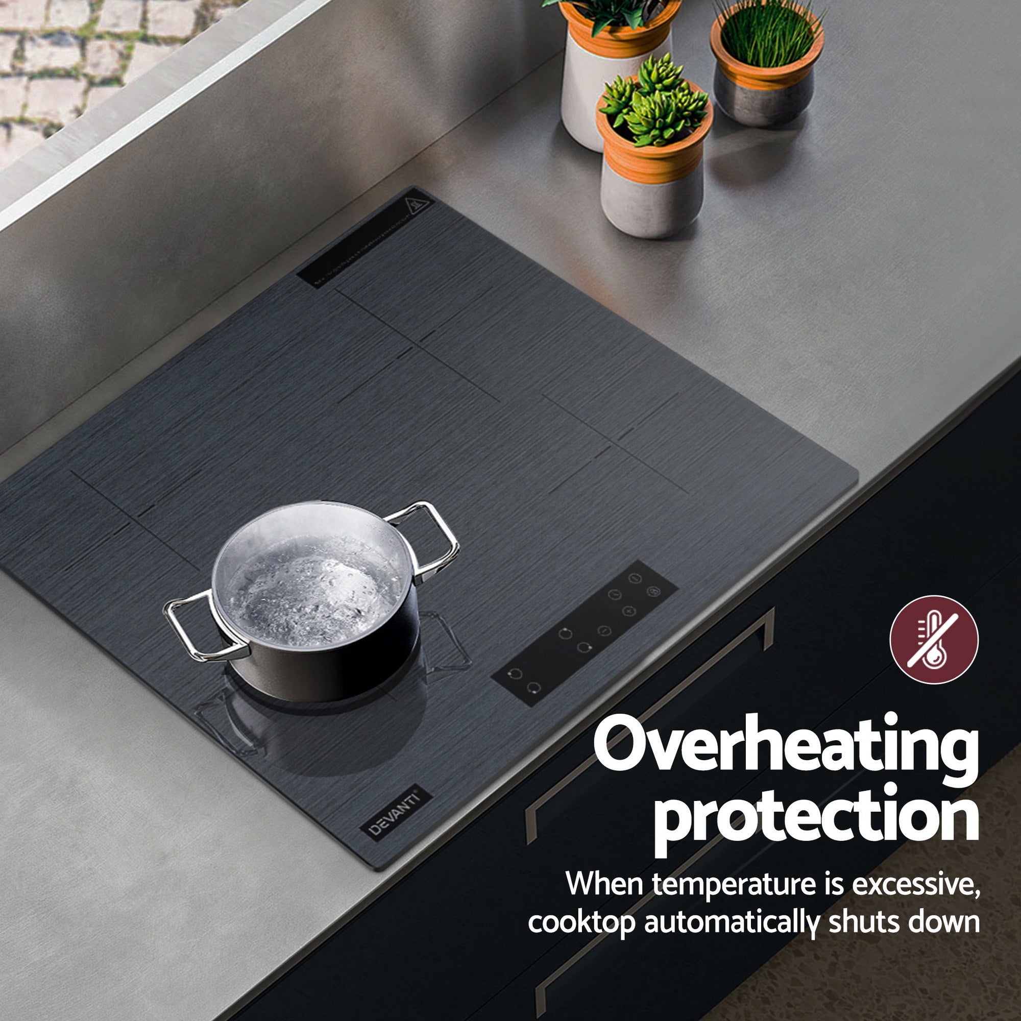Electric Ceramic Cooktop 60cm Touch Control Grey - Appliances > Kitchen Appliances > Cooktops & Stoves - Rivercity House & Home Co. (ABN 18 642 972 209) - Affordable Modern Furniture Australia