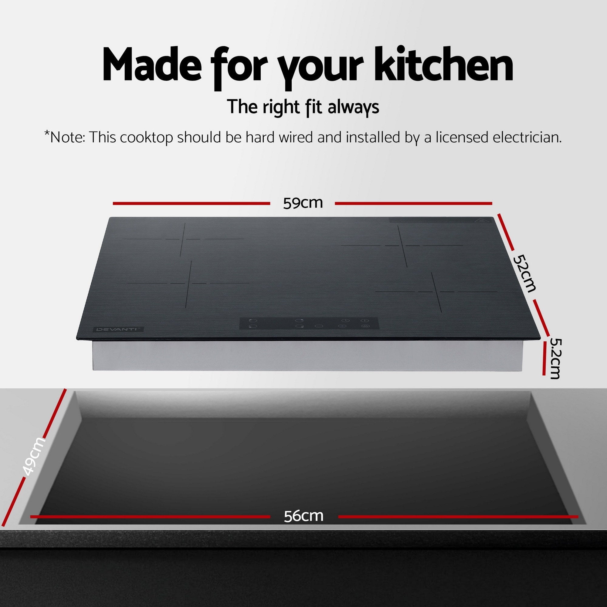 Electric Ceramic Cooktop 60cm Touch Control Grey - Appliances > Kitchen Appliances > Cooktops & Stoves - Rivercity House & Home Co. (ABN 18 642 972 209) - Affordable Modern Furniture Australia