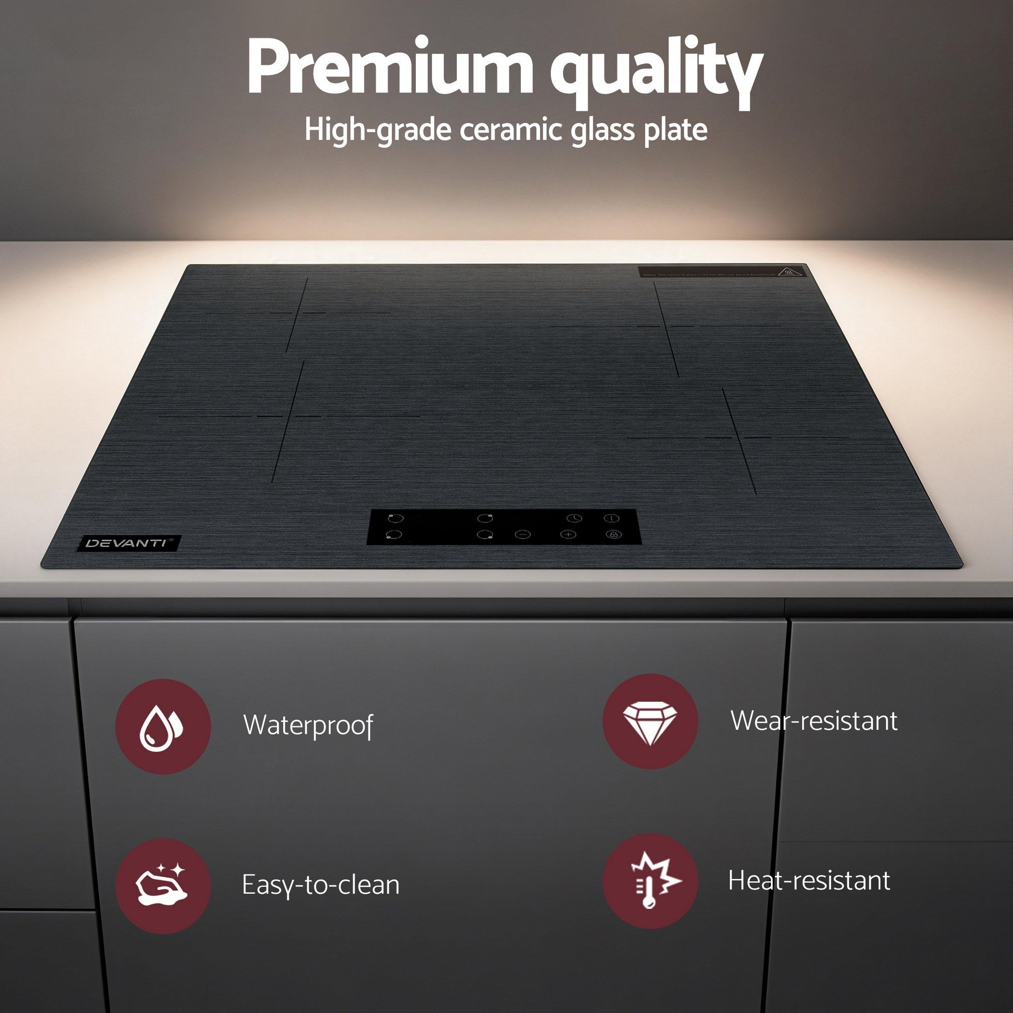 Electric Ceramic Cooktop 60cm Touch Control Grey - Appliances > Kitchen Appliances > Cooktops & Stoves - Rivercity House & Home Co. (ABN 18 642 972 209) - Affordable Modern Furniture Australia