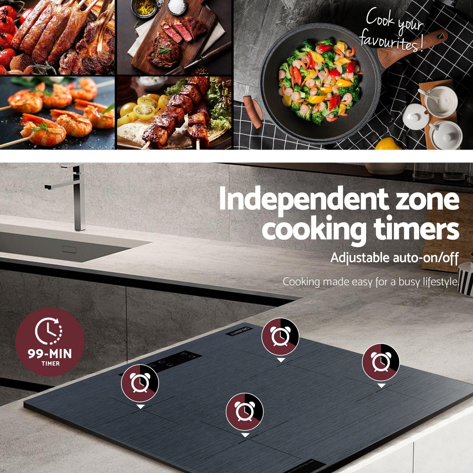 Electric Ceramic Cooktop 60cm Touch Control Grey - Appliances > Kitchen Appliances > Cooktops & Stoves - Rivercity House & Home Co. (ABN 18 642 972 209) - Affordable Modern Furniture Australia