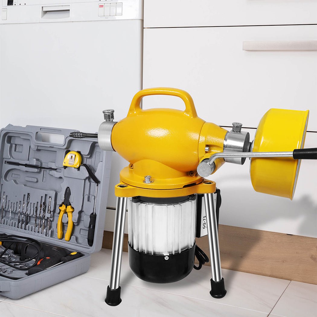 Electric Drain Cleaner Machine Snake 20 - 200mm with 12m Cable - Yellow - Rivercity House & Home Co. (ABN 18 642 972 209) - Affordable Modern Furniture Australia