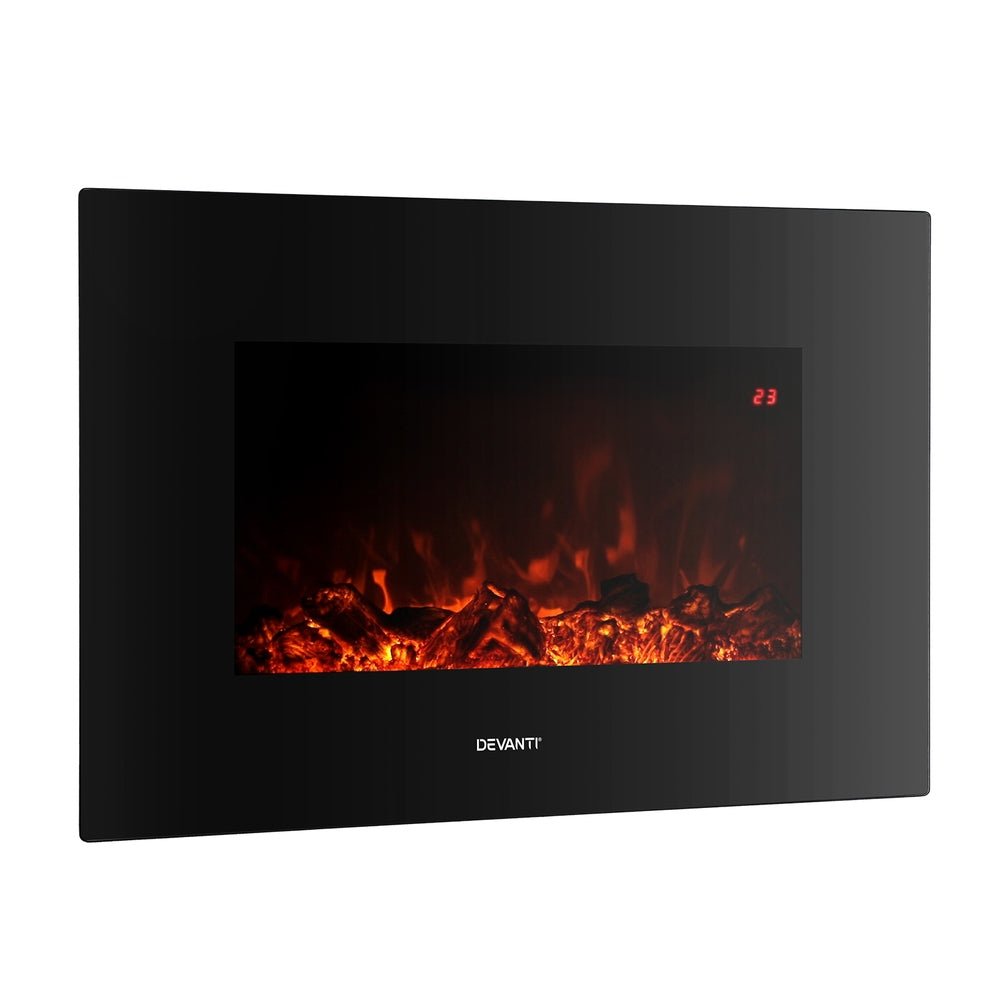 Electric Fireplace Fire Heater 2000W Black - Appliances > Heaters - Rivercity House & Home Co. (ABN 18 642 972 209) - Affordable Modern Furniture Australia
