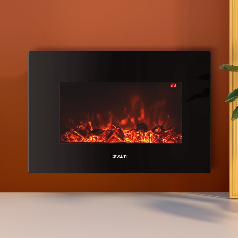 Electric Fireplace Fire Heater 2000W Black - Appliances > Heaters - Rivercity House & Home Co. (ABN 18 642 972 209) - Affordable Modern Furniture Australia