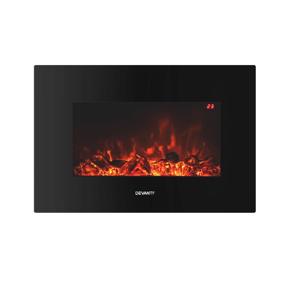 Electric Fireplace Fire Heater 2000W Black - Appliances > Heaters - Rivercity House & Home Co. (ABN 18 642 972 209) - Affordable Modern Furniture Australia