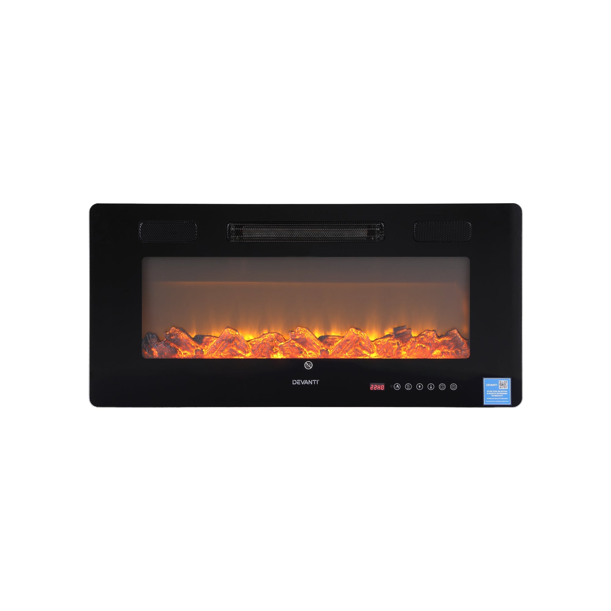 Electric Fireplace Wall Mounted Insert 3D Flame 1800W with Remote Control - Black - Appliances > Heaters > Electric Heaters - Rivercity House & Home Co. (ABN 18 642 972 209) - Affordable Modern Furniture Australia