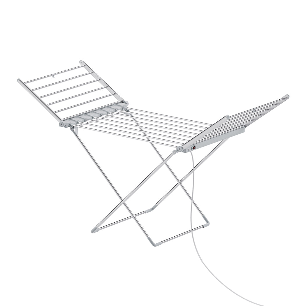 Electric Heated Folding Dryer Rack with 20 Rods and 12.5m Drying Space - Silver - Rivercity House & Home Co. (ABN 18 642 972 209) - Affordable Modern Furniture Australia