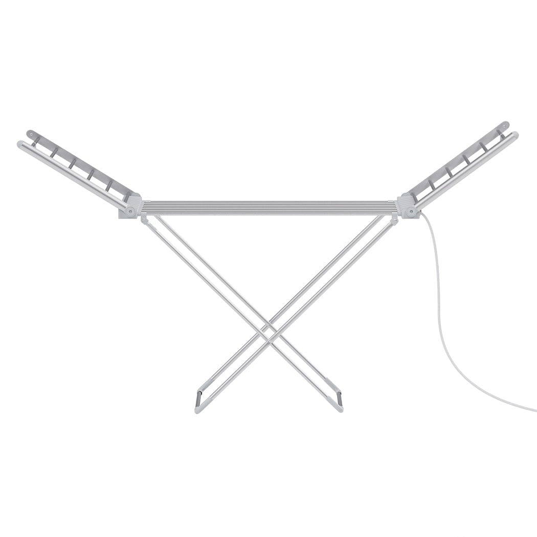 Electric Heated Folding Dryer Rack with 20 Rods and 12.5m Drying Space - Silver - Rivercity House & Home Co. (ABN 18 642 972 209) - Affordable Modern Furniture Australia