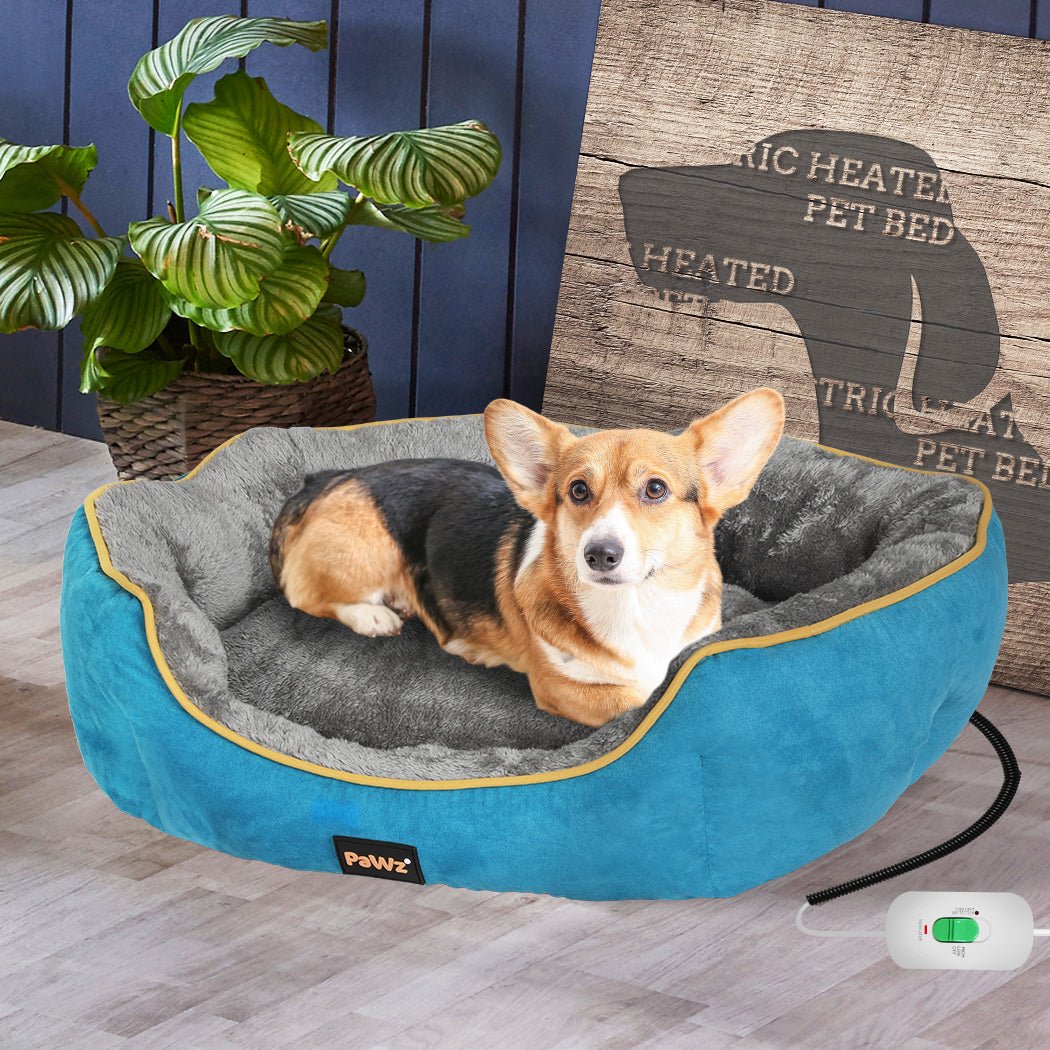 Electric Heated Pet Bed Small with Removable Cover and Bite - Resistant Cable - Blue - Rivercity House & Home Co. (ABN 18 642 972 209) - Affordable Modern Furniture Australia