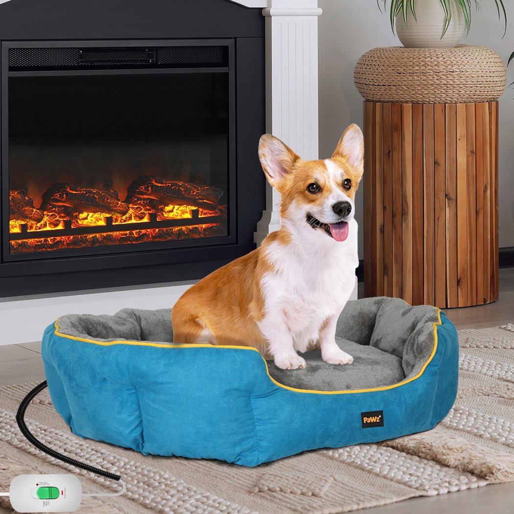 Electric Heated Pet Bed Small with Removable Cover and Bite - Resistant Cable - Blue - Rivercity House & Home Co. (ABN 18 642 972 209) - Affordable Modern Furniture Australia