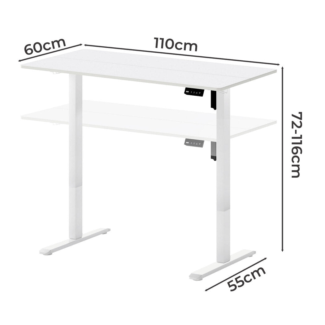 Electric Height Adjustable Standing Desk 110cm - White - Rivercity House & Home Co. (ABN 18 642 972 209) - Affordable Modern Furniture Australia