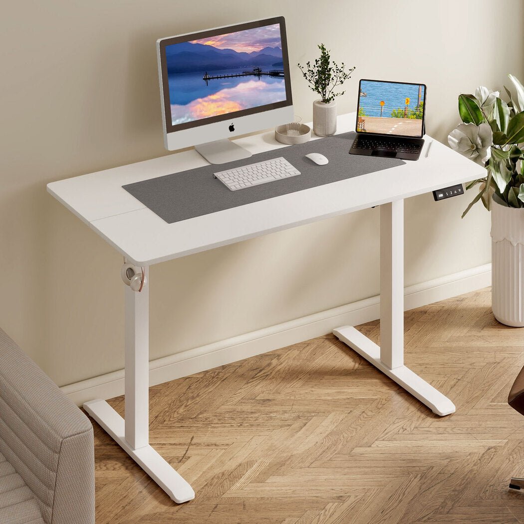 Electric Height Adjustable Standing Desk 110cm - White - Rivercity House & Home Co. (ABN 18 642 972 209) - Affordable Modern Furniture Australia