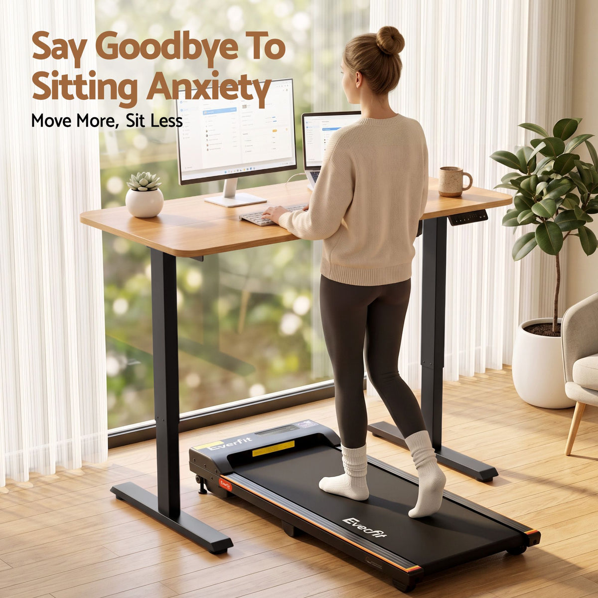 Electric Height Adjustable Standing Desk 120cm - Natural Black - Furniture > Office > Desks - Rivercity House & Home Co. (ABN 18 642 972 209) - Affordable Modern Furniture Australia
