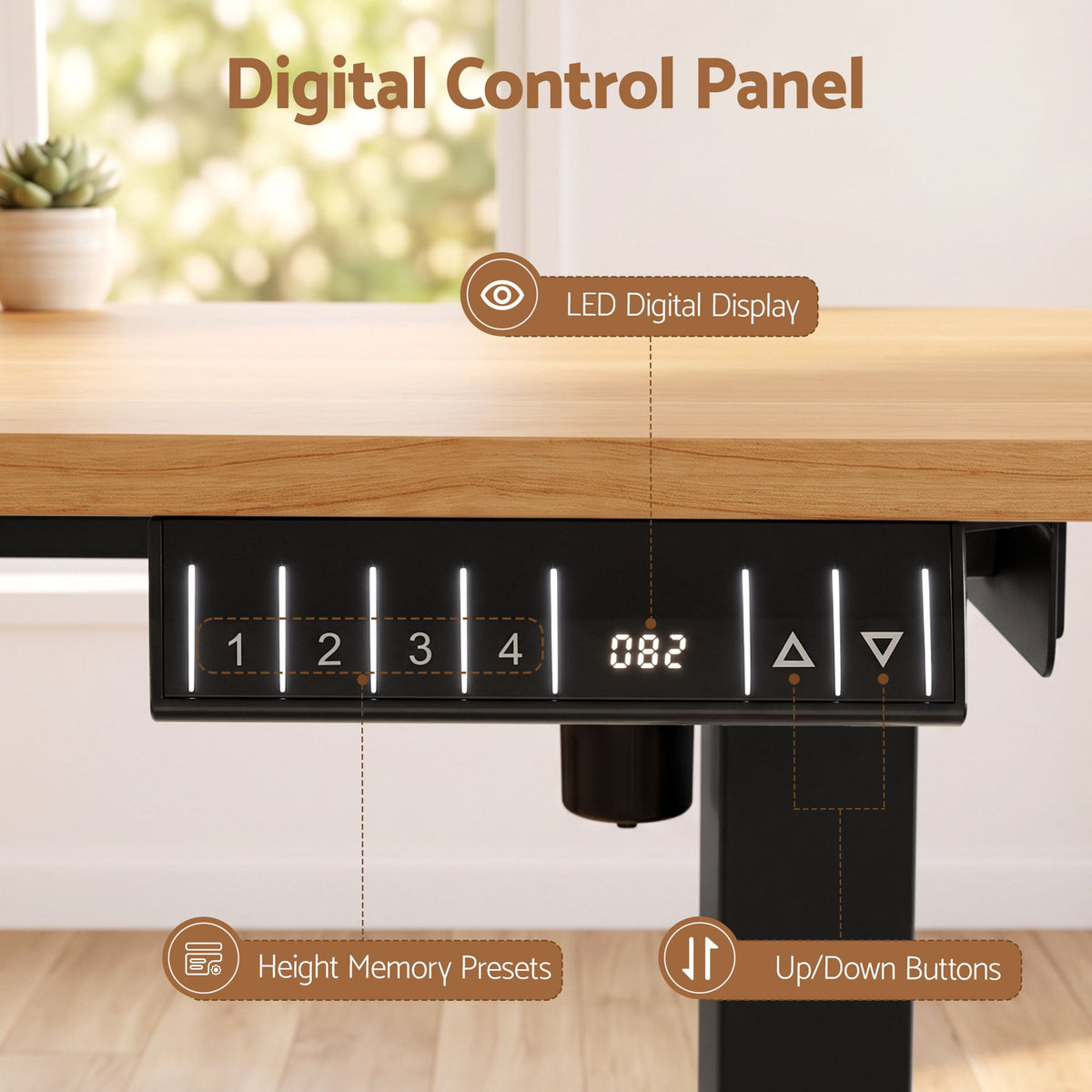 Electric Height Adjustable Standing Desk 120cm - Natural Black - Furniture > Office > Desks - Rivercity House & Home Co. (ABN 18 642 972 209) - Affordable Modern Furniture Australia