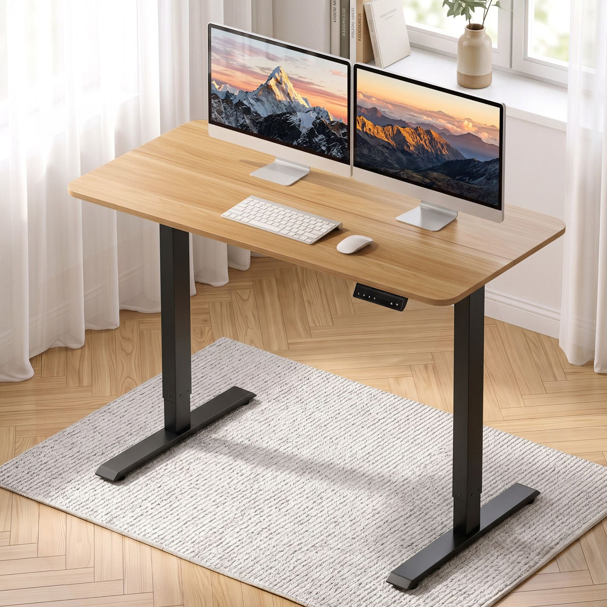 Electric Height Adjustable Standing Desk 120cm - Natural Black - Furniture > Office > Desks - Rivercity House & Home Co. (ABN 18 642 972 209) - Affordable Modern Furniture Australia