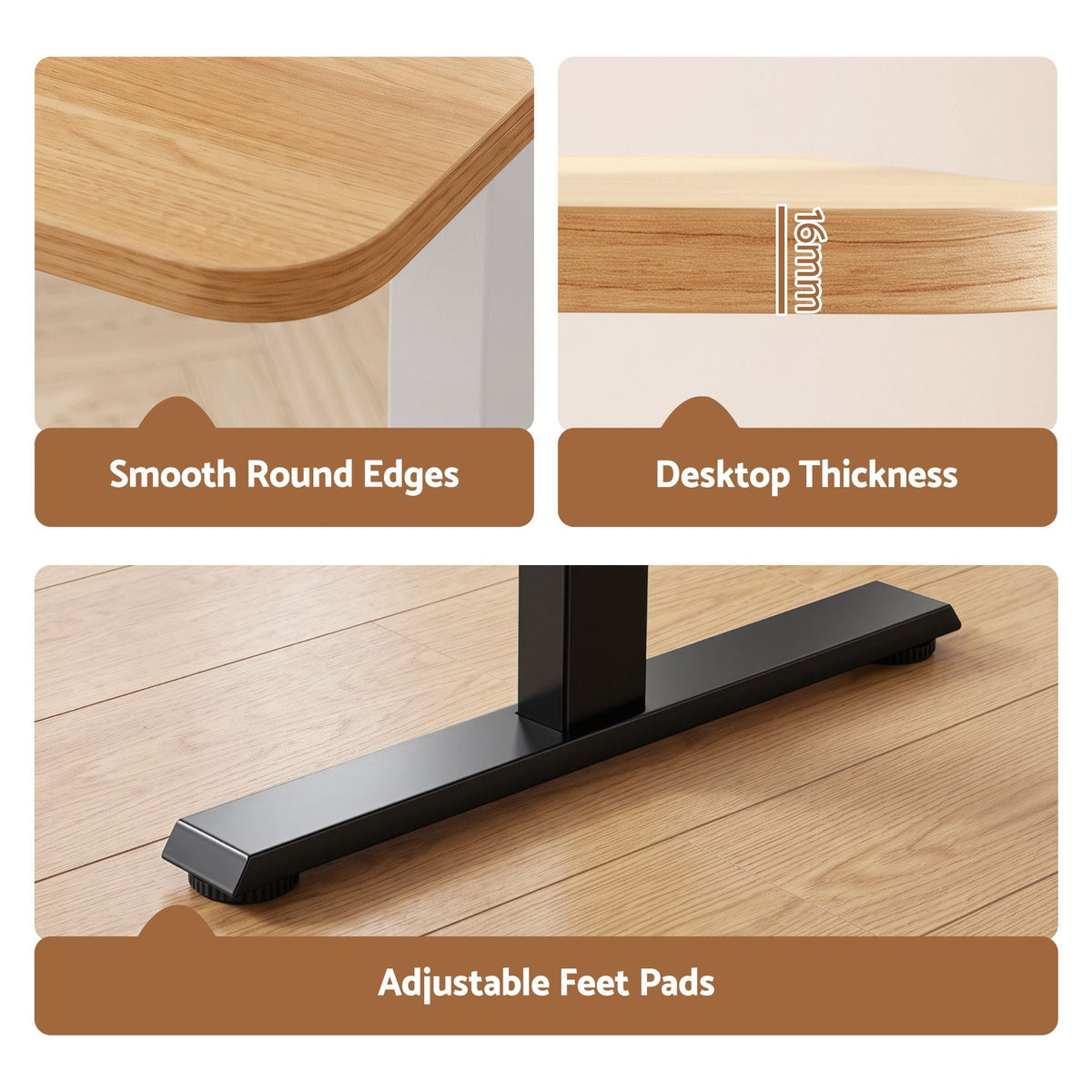 Electric Height Adjustable Standing Desk 120cm - Natural Black - Furniture > Office > Desks - Rivercity House & Home Co. (ABN 18 642 972 209) - Affordable Modern Furniture Australia
