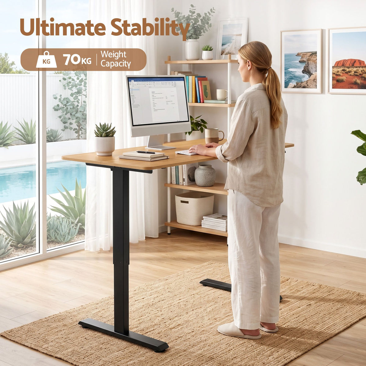 Electric Height Adjustable Standing Desk 120cm - Natural Black - Furniture > Office > Desks - Rivercity House & Home Co. (ABN 18 642 972 209) - Affordable Modern Furniture Australia