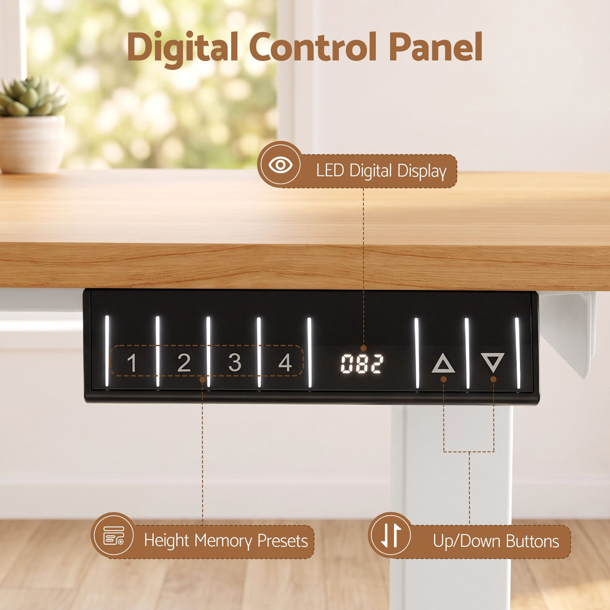 Electric Height Adjustable Standing Desk 120cm - Natural White - Furniture > Office > Desks - Rivercity House & Home Co. (ABN 18 642 972 209) - Affordable Modern Furniture Australia