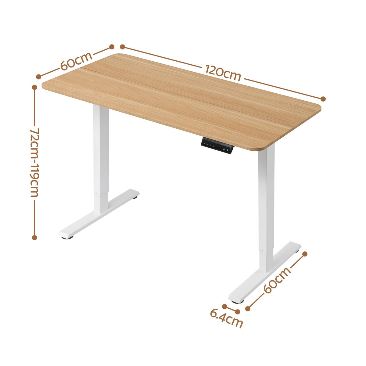 Electric Height Adjustable Standing Desk 120cm - Natural White - Furniture > Office > Desks - Rivercity House & Home Co. (ABN 18 642 972 209) - Affordable Modern Furniture Australia