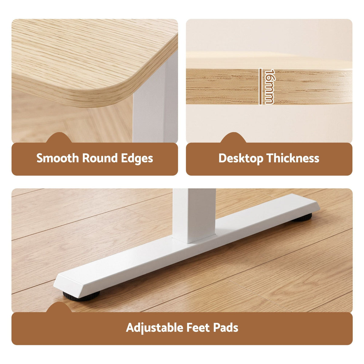 Electric Height Adjustable Standing Desk 120cm - Oak White - Furniture > Office > Desks - Rivercity House & Home Co. (ABN 18 642 972 209) - Affordable Modern Furniture Australia