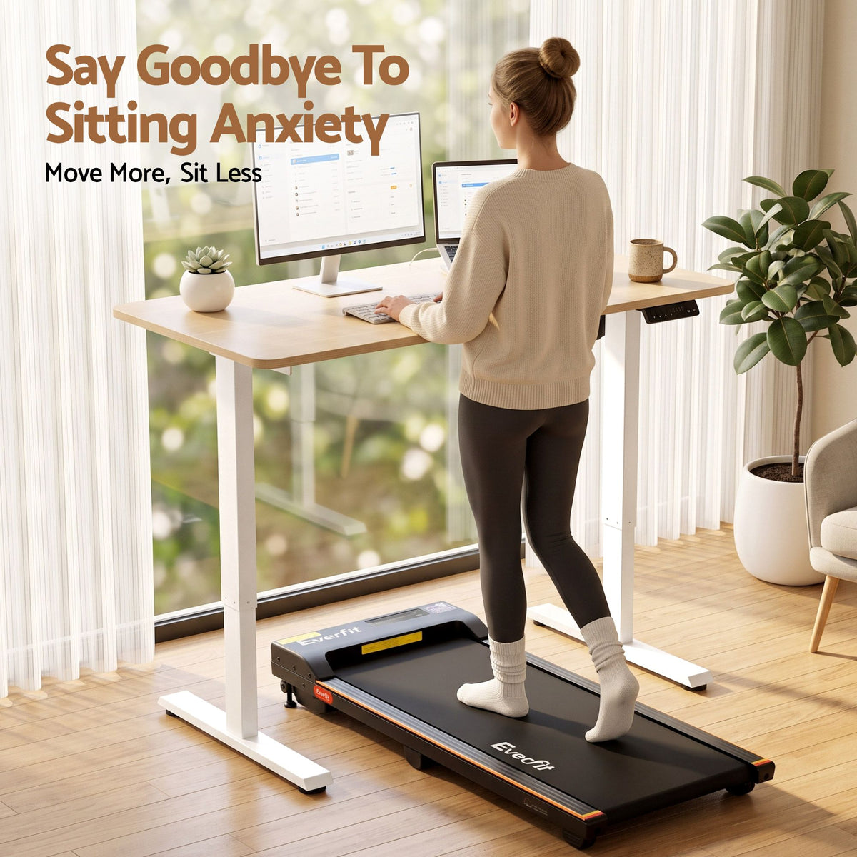 Electric Height Adjustable Standing Desk 120cm - Oak White - Furniture > Office > Desks - Rivercity House & Home Co. (ABN 18 642 972 209) - Affordable Modern Furniture Australia