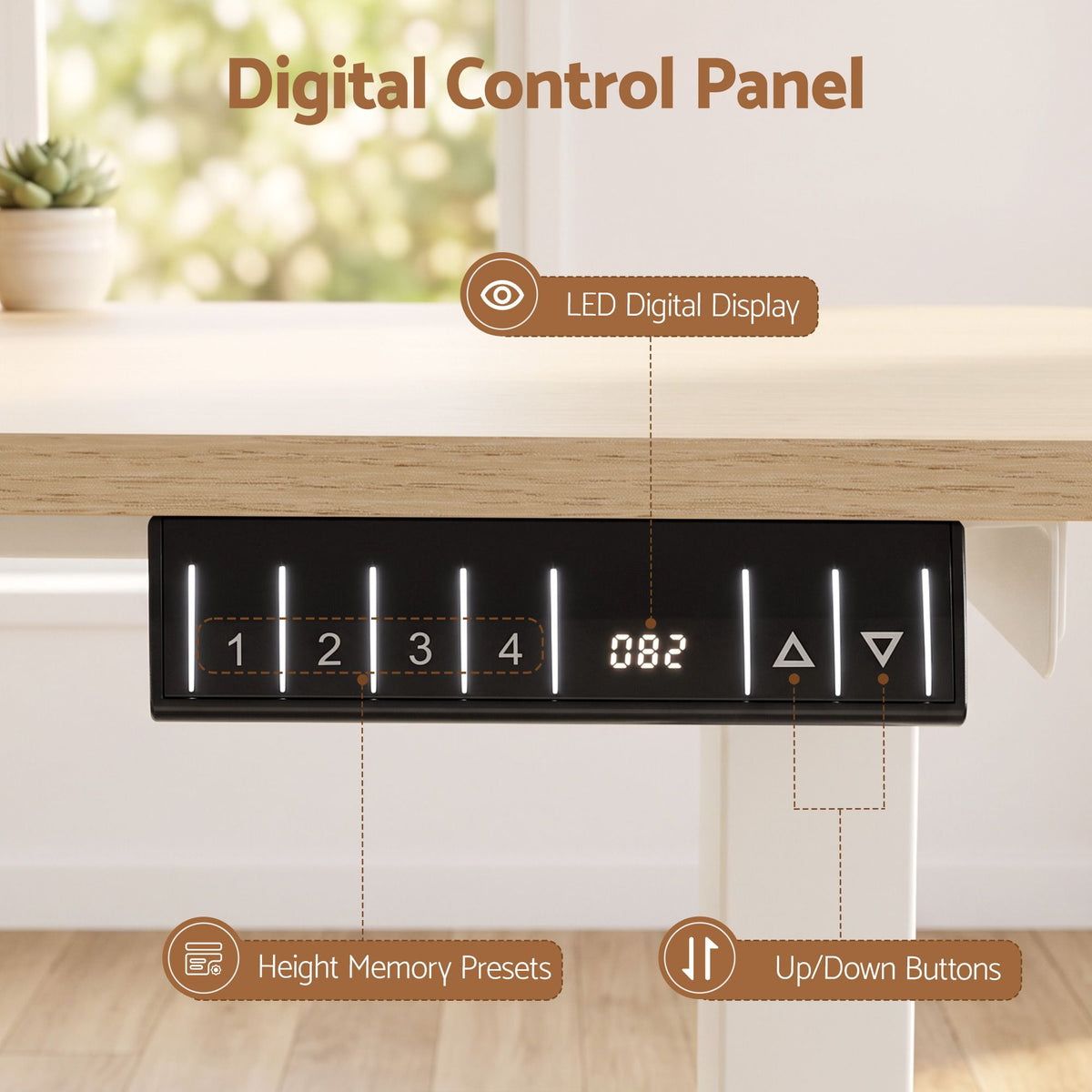 Electric Height Adjustable Standing Desk 120cm - Oak White - Furniture > Office > Desks - Rivercity House & Home Co. (ABN 18 642 972 209) - Affordable Modern Furniture Australia