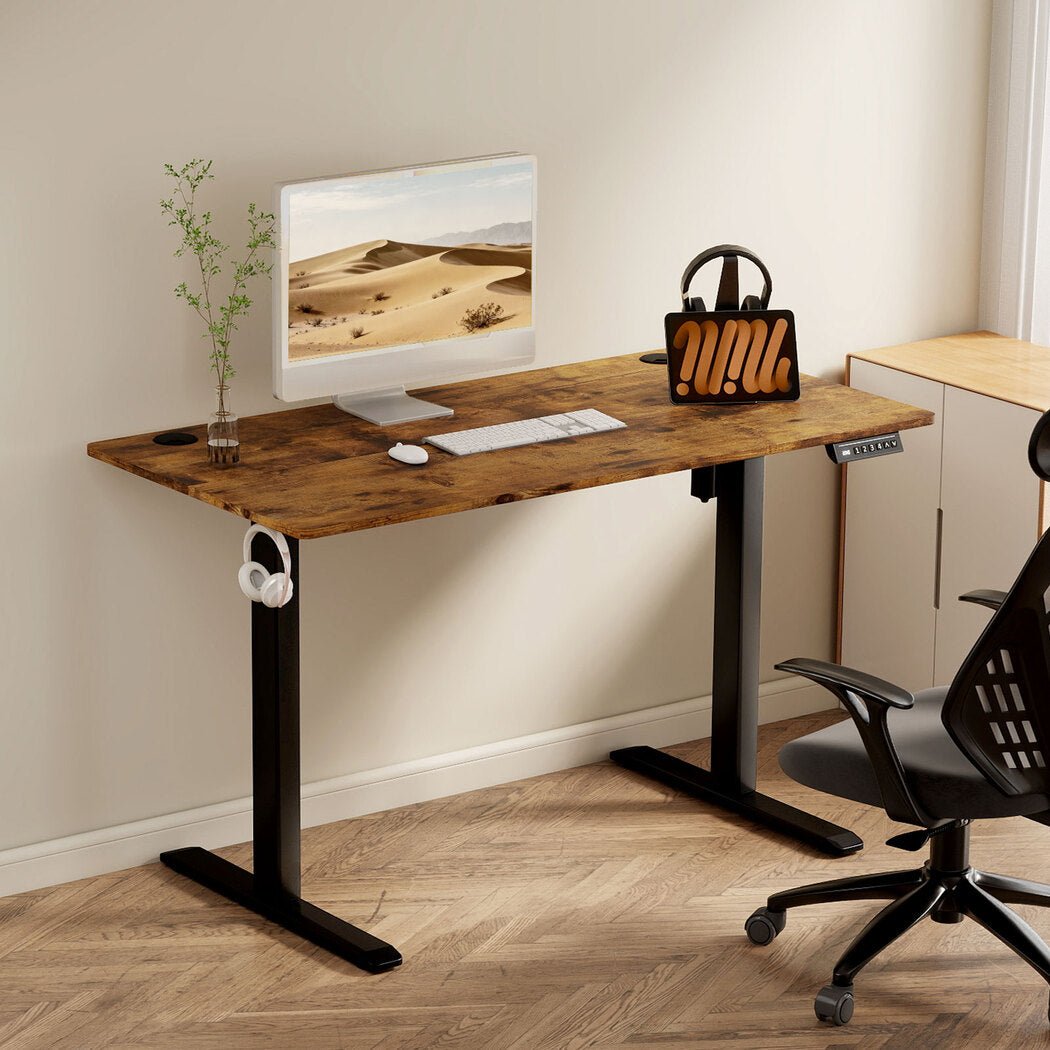 Electric Height Adjustable Standing Desk 120cm - Vintage Oak - Rivercity House & Home Co. (ABN 18 642 972 209) - Affordable Modern Furniture Australia