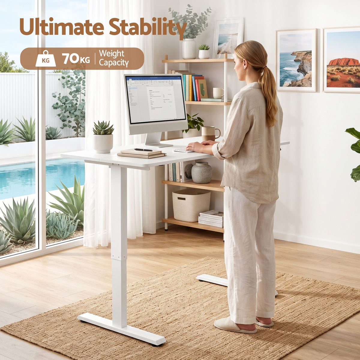 Electric Height Adjustable Standing Desk 120cm - White - Furniture > Office > Desks - Rivercity House & Home Co. (ABN 18 642 972 209) - Affordable Modern Furniture Australia