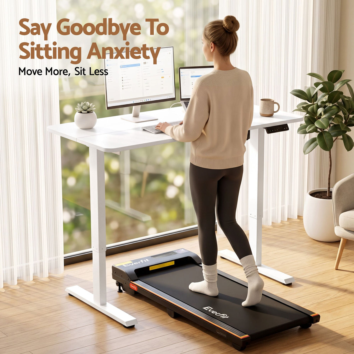 Electric Height Adjustable Standing Desk 120cm - White - Furniture > Office > Desks - Rivercity House & Home Co. (ABN 18 642 972 209) - Affordable Modern Furniture Australia