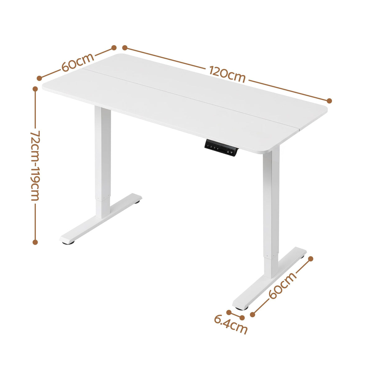 Electric Height Adjustable Standing Desk 120cm - White - Furniture > Office > Desks - Rivercity House & Home Co. (ABN 18 642 972 209) - Affordable Modern Furniture Australia