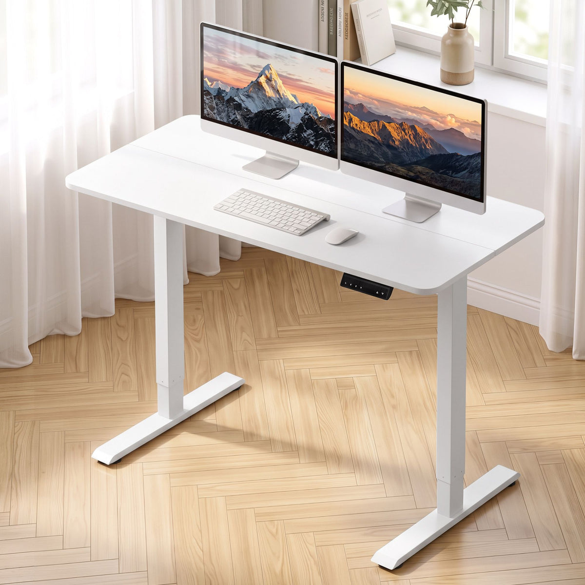 Electric Height Adjustable Standing Desk 120cm - White - Furniture > Office > Desks - Rivercity House & Home Co. (ABN 18 642 972 209) - Affordable Modern Furniture Australia