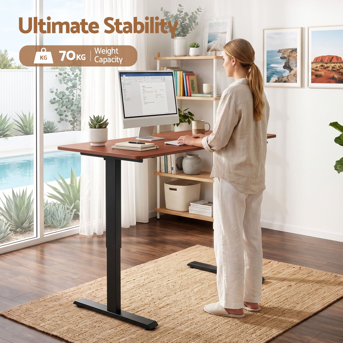 Electric Height Adjustable Standing Desk 120cm with Digital Control Panel - Walnut Black - Furniture > Office > Desks - Rivercity House & Home Co. (ABN 18 642 972 209) - Affordable Modern Furniture Australia