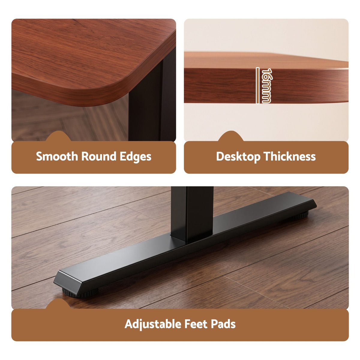 Electric Height Adjustable Standing Desk 120cm with Digital Control Panel - Walnut Black - Furniture > Office > Desks - Rivercity House & Home Co. (ABN 18 642 972 209) - Affordable Modern Furniture Australia