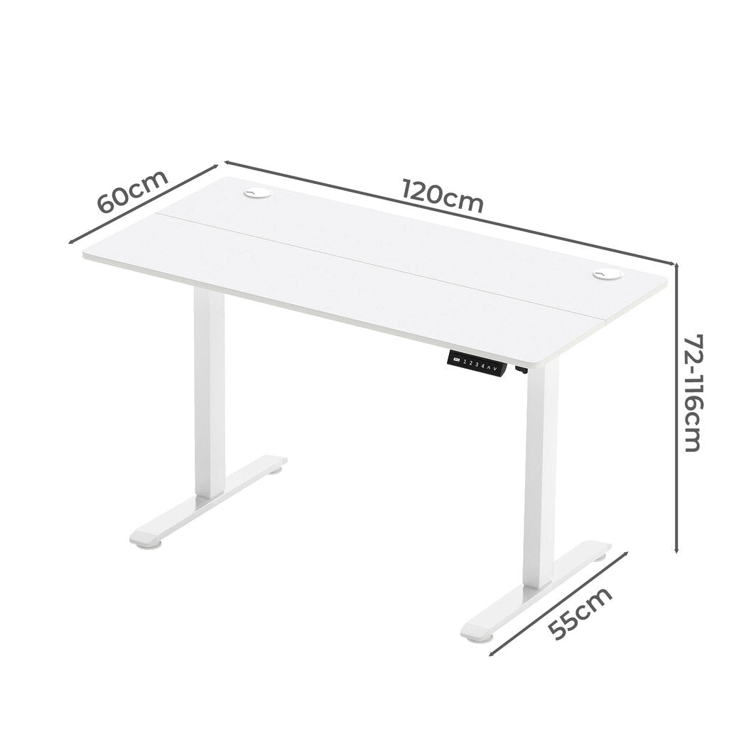 Electric Height Adjustable Standing Desk 120cm with Digital Controller - White - Rivercity House & Home Co. (ABN 18 642 972 209) - Affordable Modern Furniture Australia
