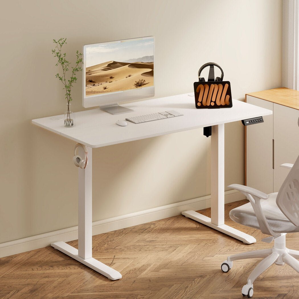 Electric Height Adjustable Standing Desk 120cm with Digital Controller - White - Rivercity House & Home Co. (ABN 18 642 972 209) - Affordable Modern Furniture Australia
