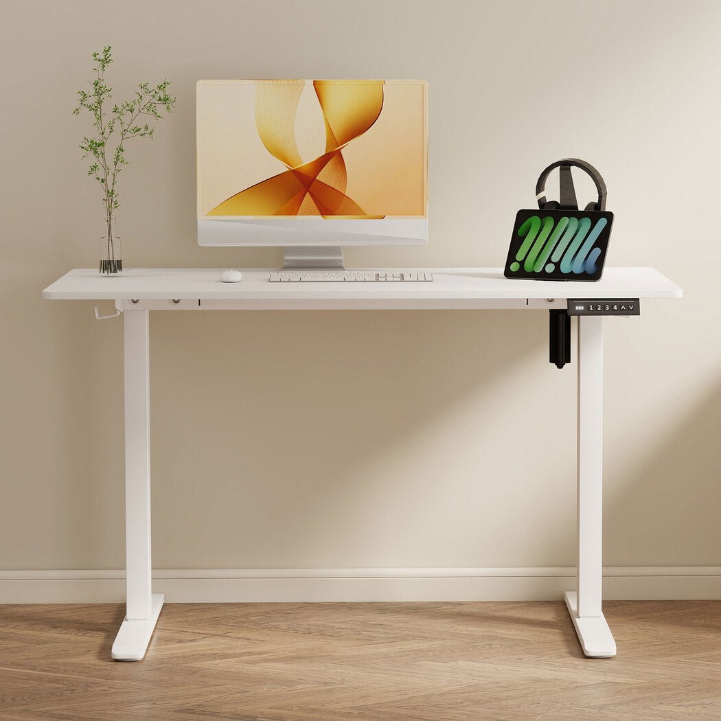 Electric Height Adjustable Standing Desk 120cm with Digital Controller - White - Rivercity House & Home Co. (ABN 18 642 972 209) - Affordable Modern Furniture Australia