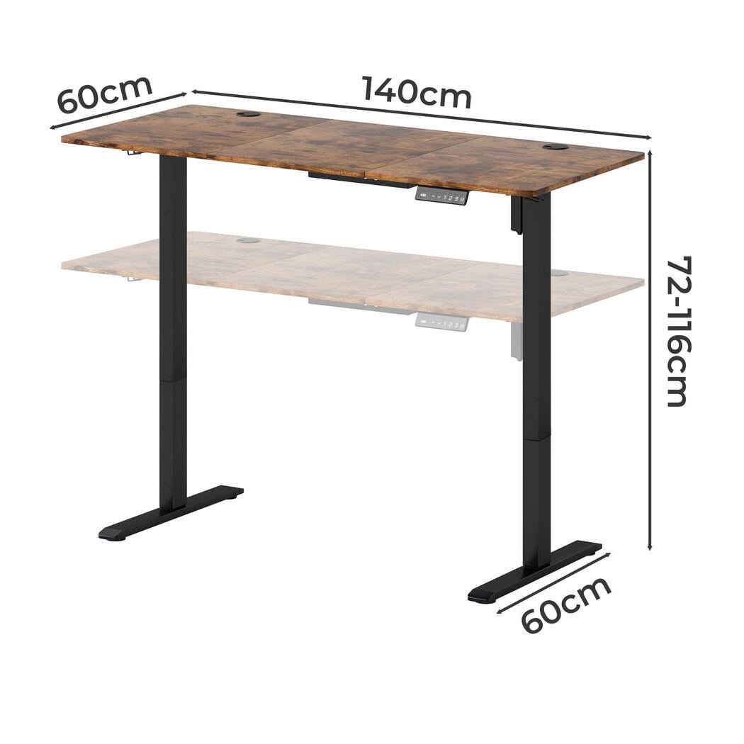 Electric Height Adjustable Standing Desk 140cm with Digital Controller - Vintage Oak - Rivercity House & Home Co. (ABN 18 642 972 209) - Affordable Modern Furniture Australia