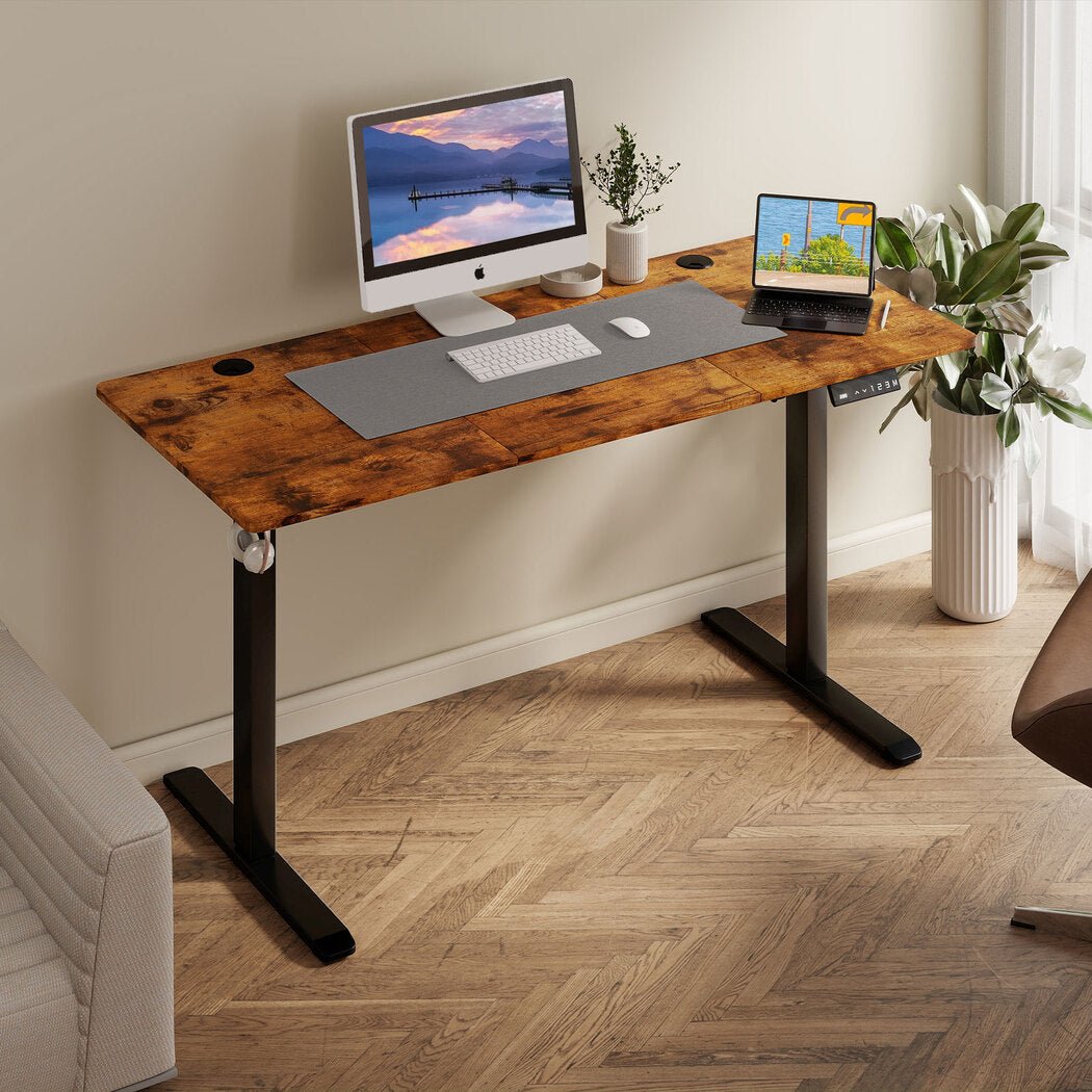 Electric Height Adjustable Standing Desk 140cm with Digital Controller - Vintage Oak - Rivercity House & Home Co. (ABN 18 642 972 209) - Affordable Modern Furniture Australia