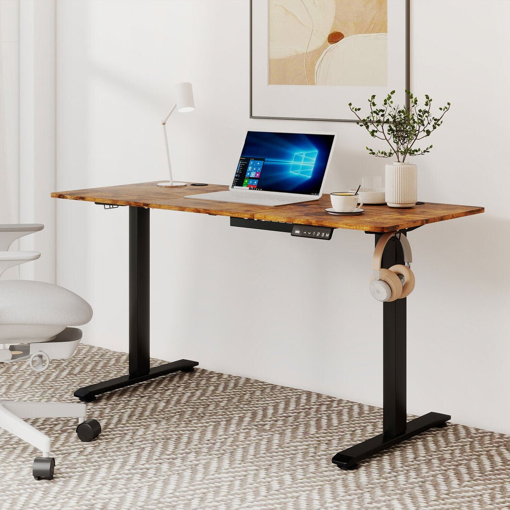 Electric Height Adjustable Standing Desk 140cm with Digital Controller - Vintage Oak - Rivercity House & Home Co. (ABN 18 642 972 209) - Affordable Modern Furniture Australia