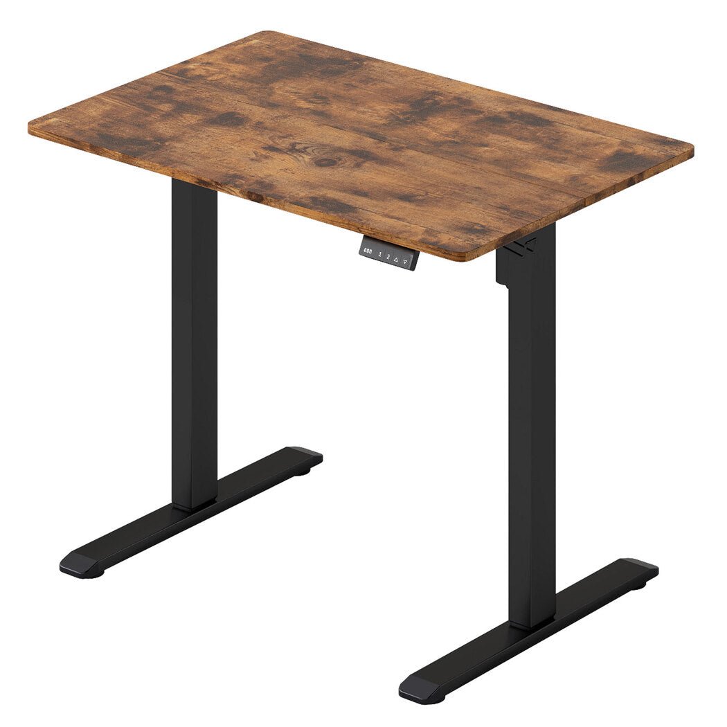Electric Height Adjustable Standing Desk 90x60cm with Dual Panels - Brown - Rivercity House & Home Co. (ABN 18 642 972 209) - Affordable Modern Furniture Australia