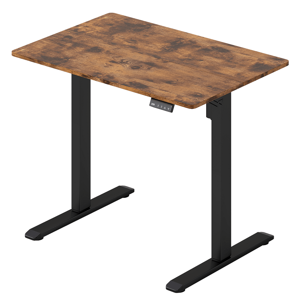 Electric Height Adjustable Standing Desk 90x60cm with Dual Panels - Brown - Rivercity House & Home Co. (ABN 18 642 972 209) - Affordable Modern Furniture Australia