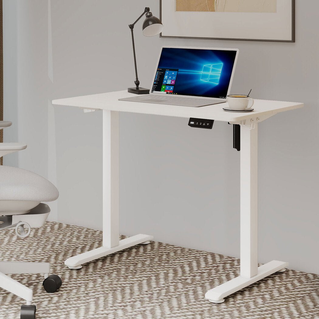 Electric Height Adjustable Standing Desk 90x60cm with Dual Panels - White - Rivercity House & Home Co. (ABN 18 642 972 209) - Affordable Modern Furniture Australia