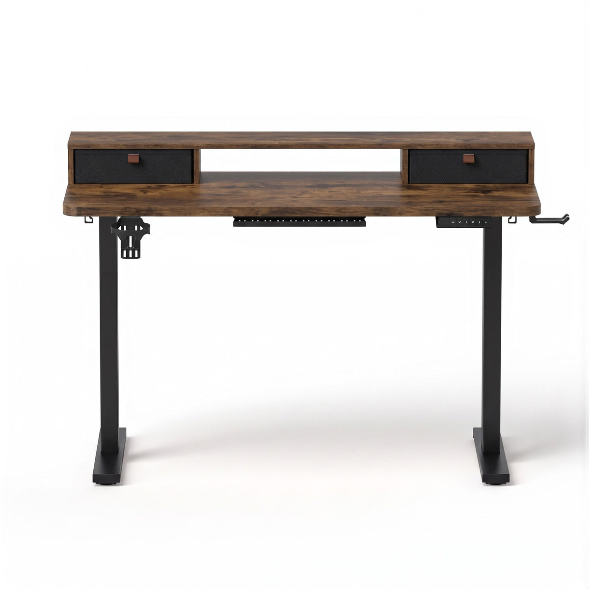 Electric Height Adjustable Standing Desk with Digital Control Panel and Storage - Rustic Brown - Furniture > Office > Desks - Rivercity House & Home Co. (ABN 18 642 972 209) - Affordable Modern Furniture Australia