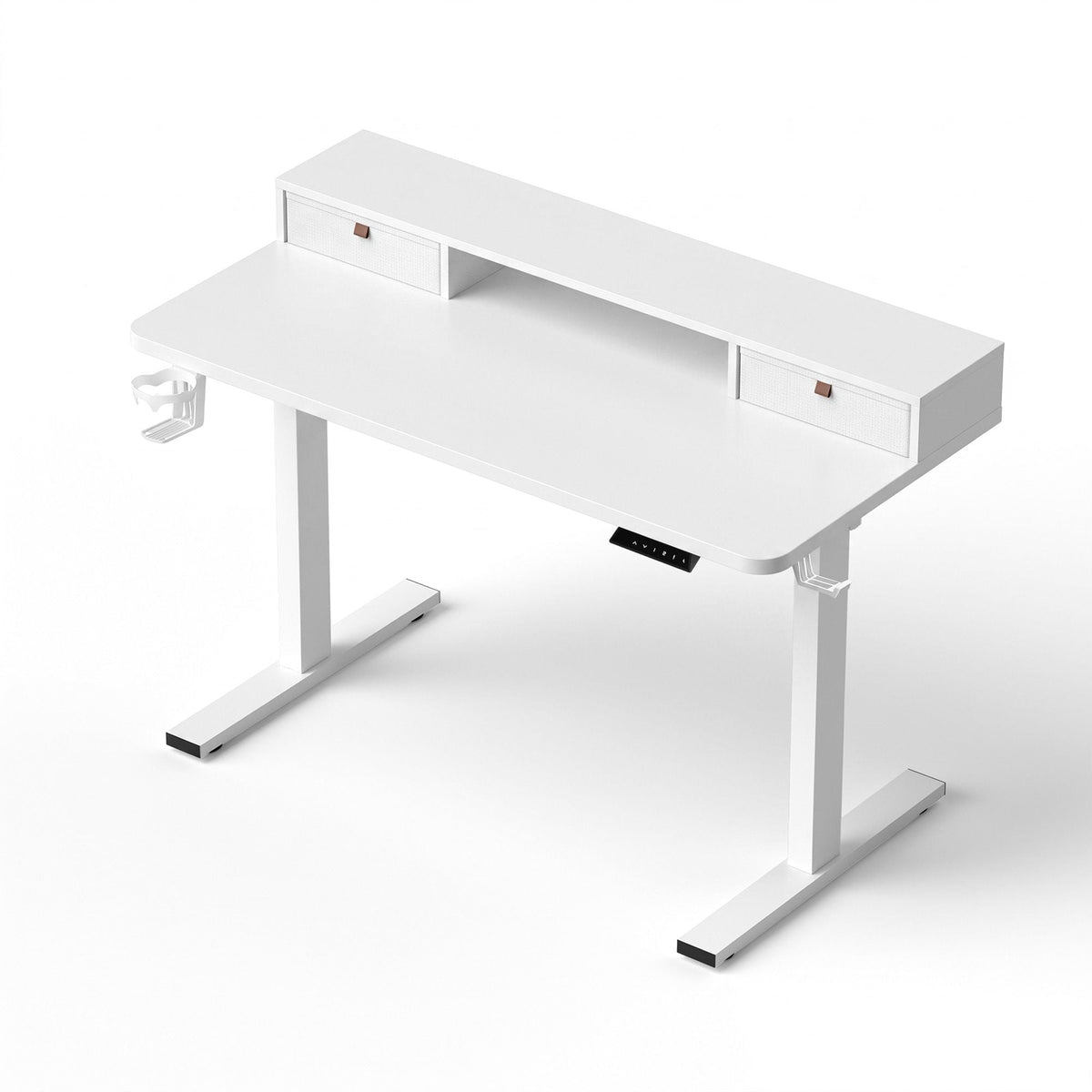 Electric Height Adjustable Standing Desk with Motorised Control Panel and Storage - White 120cm - Furniture > Office > Desks - Rivercity House & Home Co. (ABN 18 642 972 209) - Affordable Modern Furniture Australia