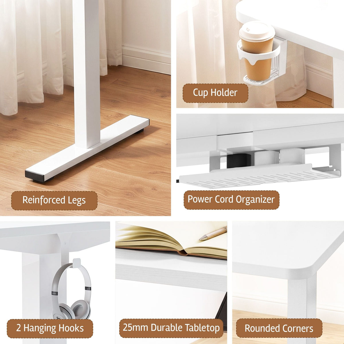 Electric Height Adjustable Standing Desk with Motorised Control Panel and Storage - White 120cm - Furniture > Office > Desks - Rivercity House & Home Co. (ABN 18 642 972 209) - Affordable Modern Furniture Australia