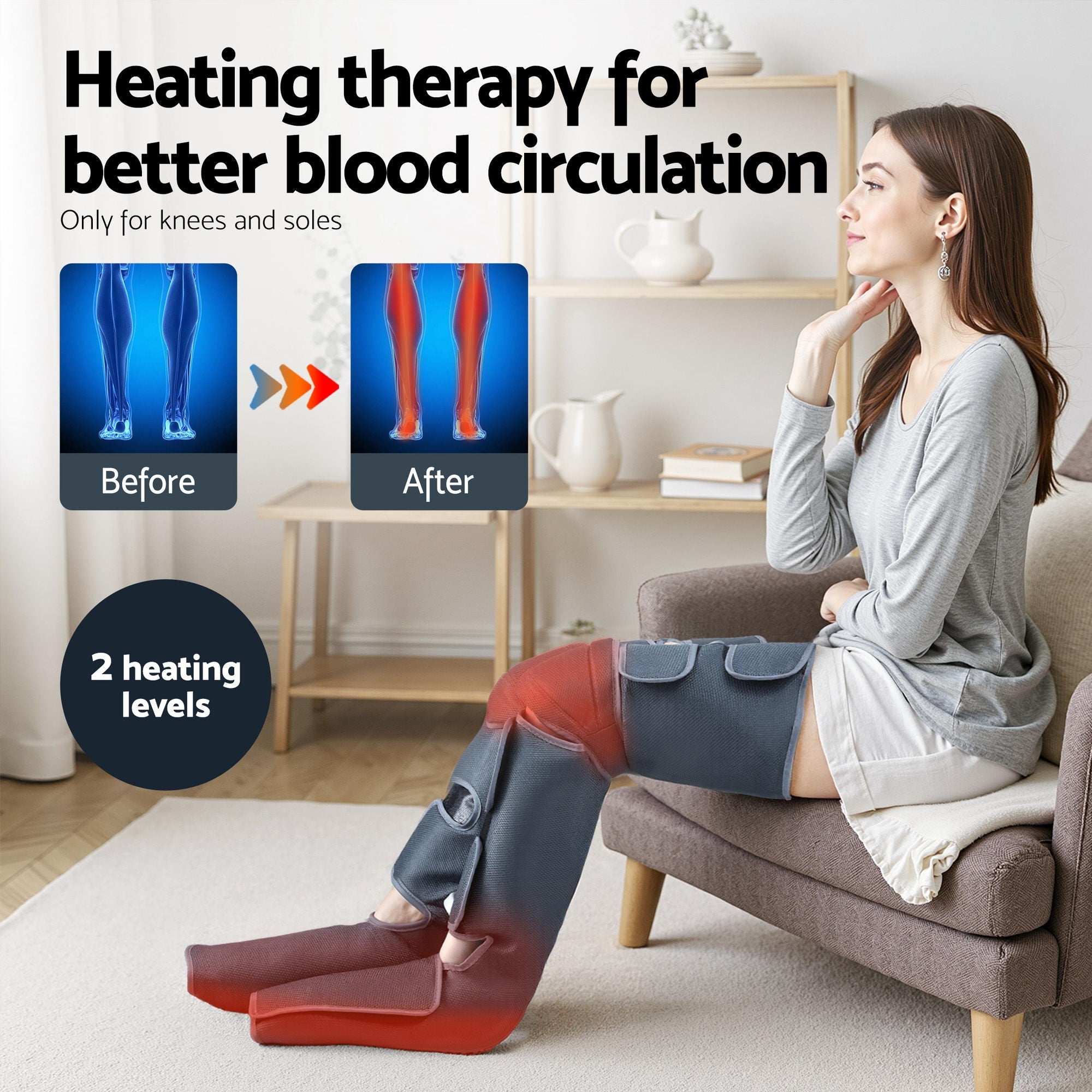 Electric Leg Foot Massager Air Wrap With Shiatsu Neck Massager Heating - Health & Beauty > Massage & Relaxation > Massagers - Rivercity House & Home Co. (ABN 18 642 972 209) - Affordable Modern Furniture Australia