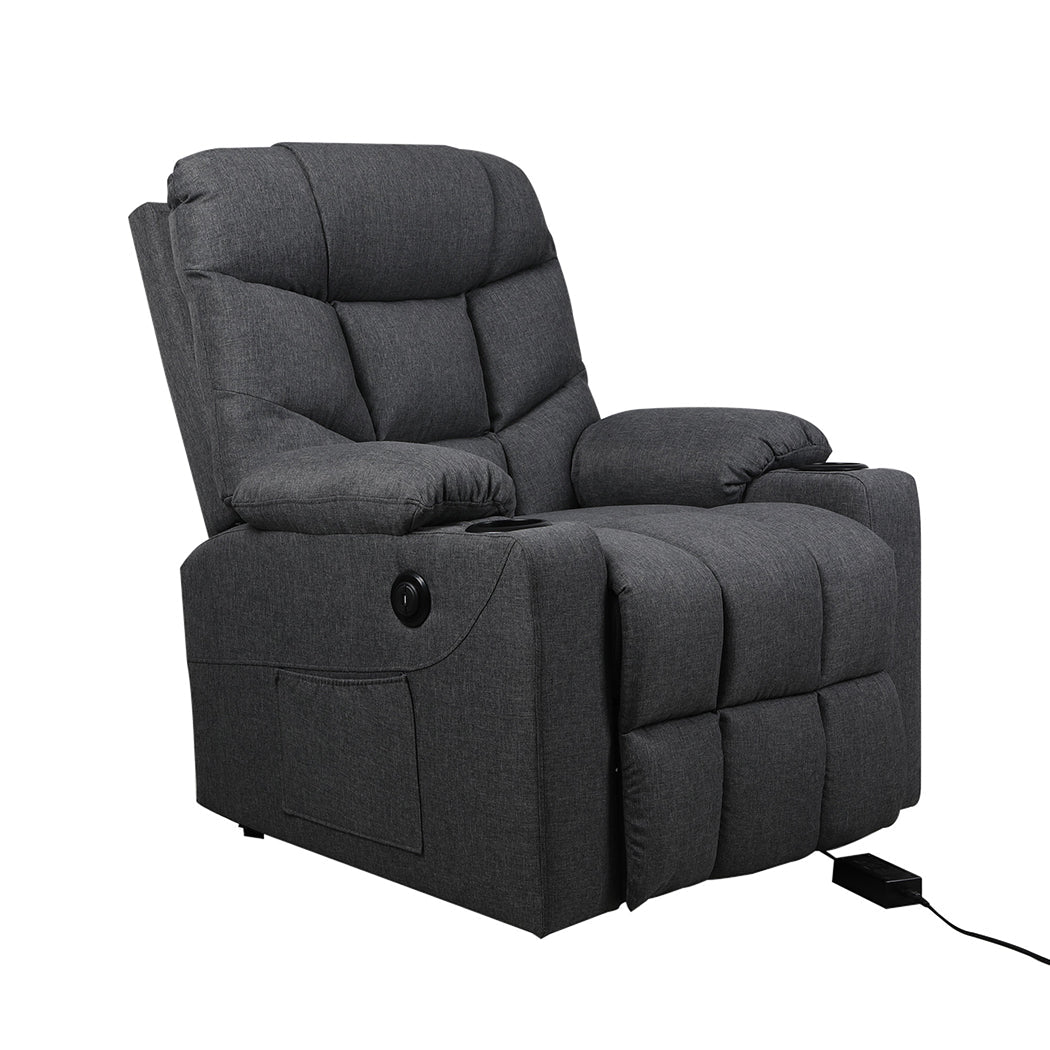Electric Lift Recliner Chair with USB Charging and Cup Holders - Grey - Rivercity House & Home Co. (ABN 18 642 972 209) - Affordable Modern Furniture Australia