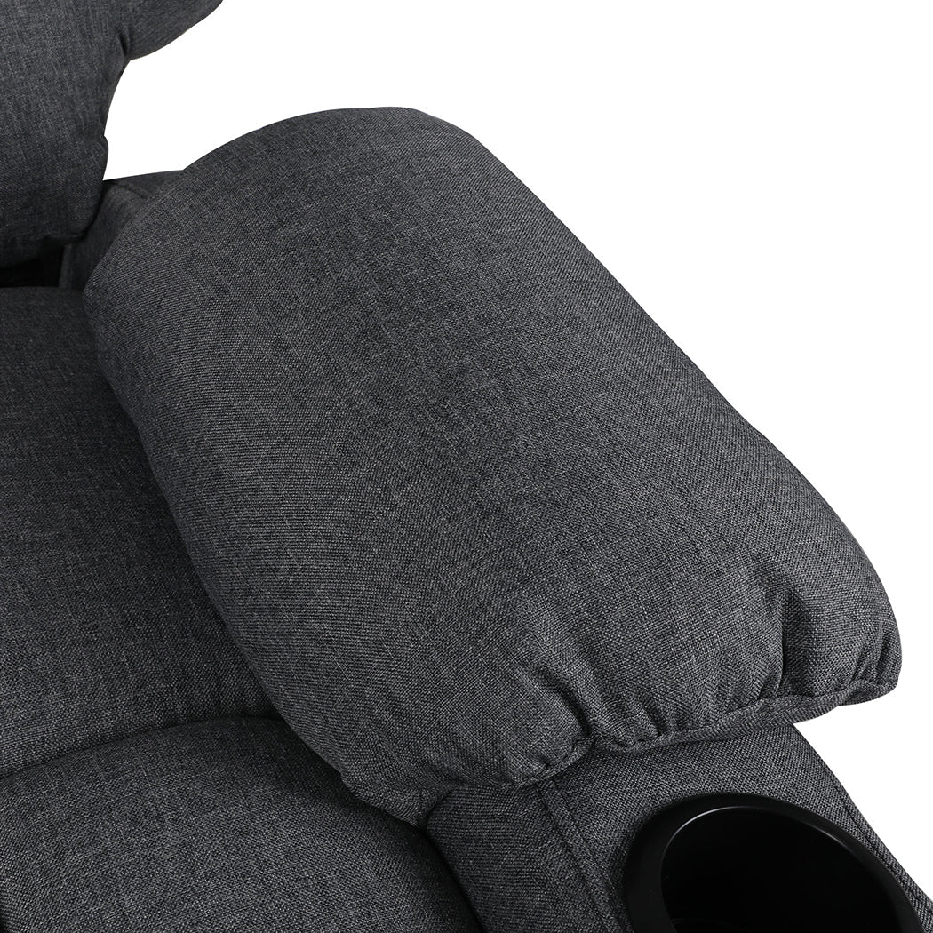 Electric Lift Recliner Chair with USB Charging and Cup Holders - Grey - Rivercity House & Home Co. (ABN 18 642 972 209) - Affordable Modern Furniture Australia