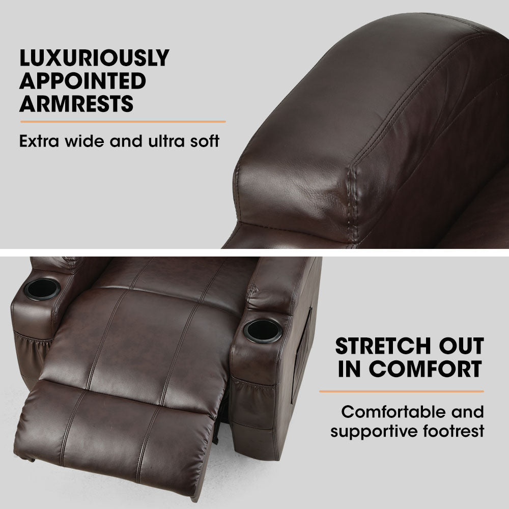 Electric Massage Lift Recliner Chair with 8-Point Massage and Heating - Dark Crimson - Furniture > Bar Stools & Chairs > Massage Chairs - Rivercity House & Home Co. (ABN 18 642 972 209) - Affordable Modern Furniture Australia