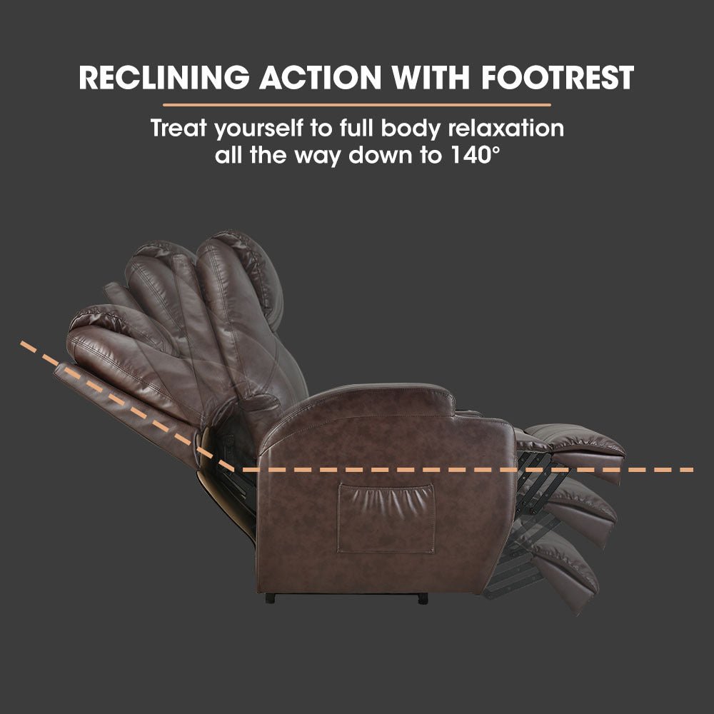 Electric Massage Lift Recliner Chair with 8-Point Massage and Heating - Dark Crimson - Furniture > Bar Stools & Chairs > Massage Chairs - Rivercity House & Home Co. (ABN 18 642 972 209) - Affordable Modern Furniture Australia